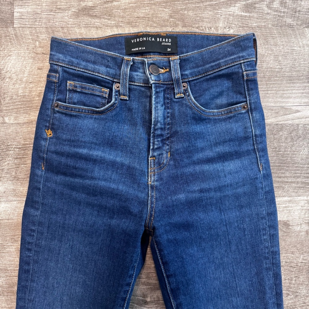 Veronica Beard Carly Kick Flare High Rise Bright Blue Jeans Womens Sz. 24 - Picture 3 of 10